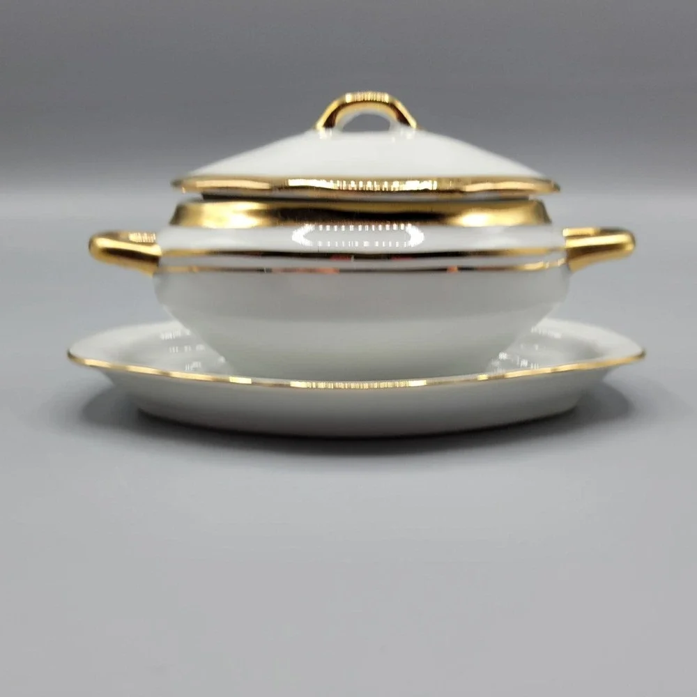 Vintage Condiment Dish Small Tureen Jam Pot with Lid and Plastic Spoon Japan